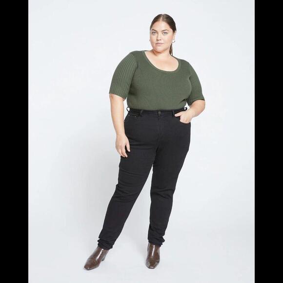 Universal Standard Sz 14 L Joni High Rise Curve Slim Leg Black Jeans NEW w/Tag - Picture 1 of 3